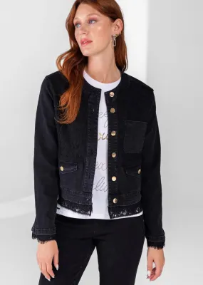 1160482 Black Jean Jacket/Lace Insert