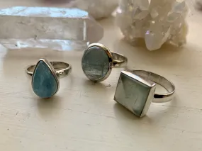 Aquamarine Akoni Ring - Square (US 8)