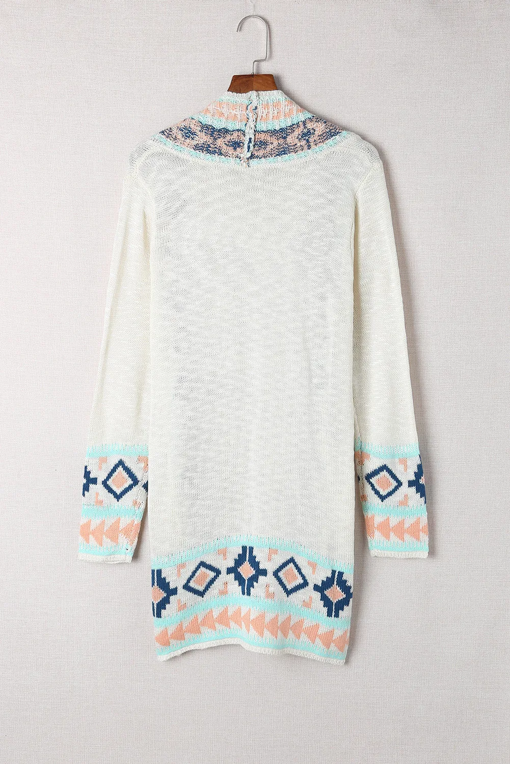 Aztec Khaki Western Print Open Front Cardigan