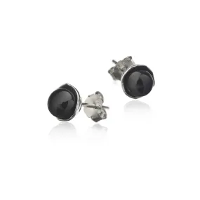 Black lava pearl earrings - Silver pins