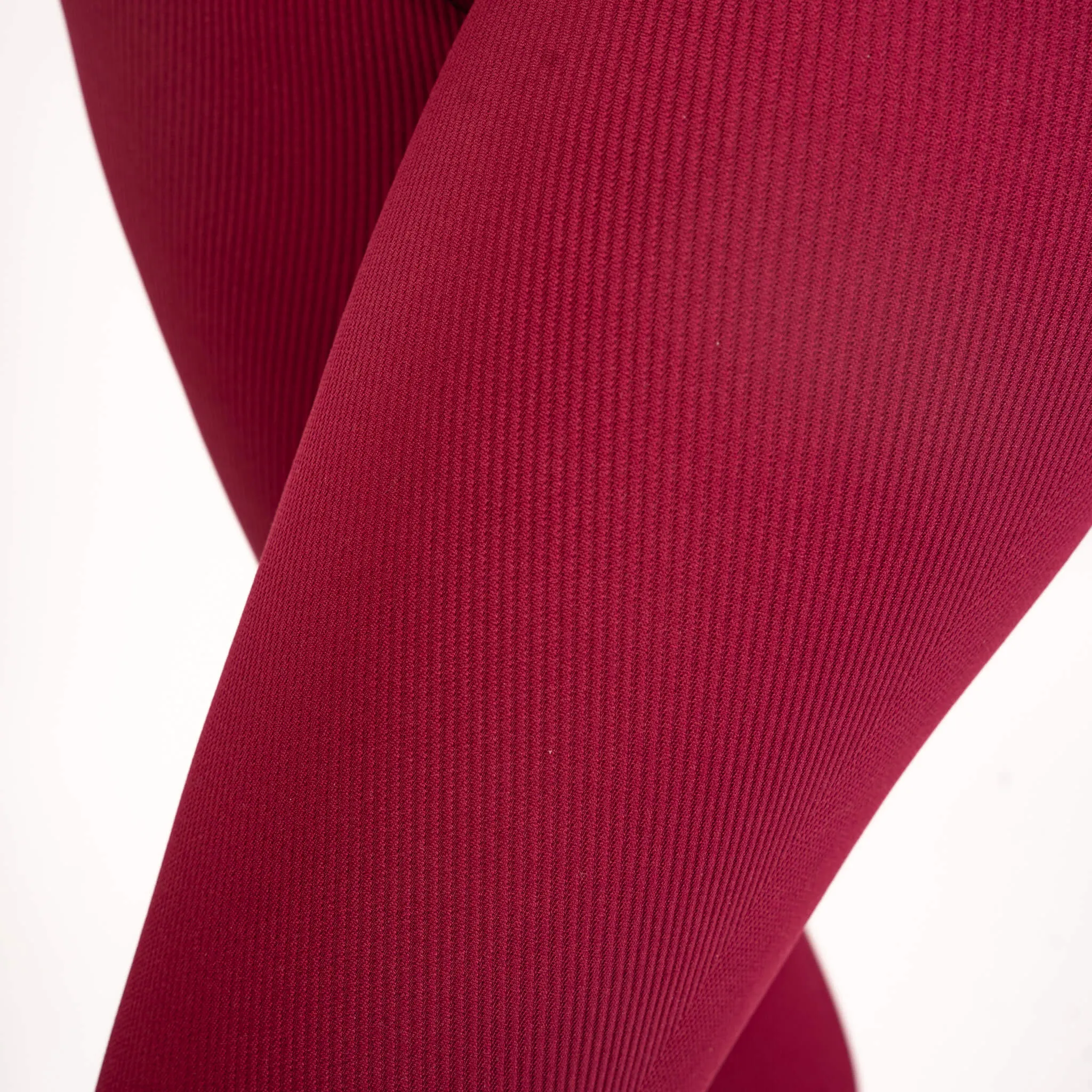 Burgundy Ribbed Seamless Tights