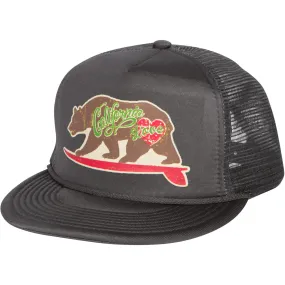 California Love Vintage Surfboard Snapback Trucker Cap - Charcoal