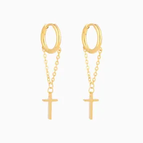 Cross Chain Earrings