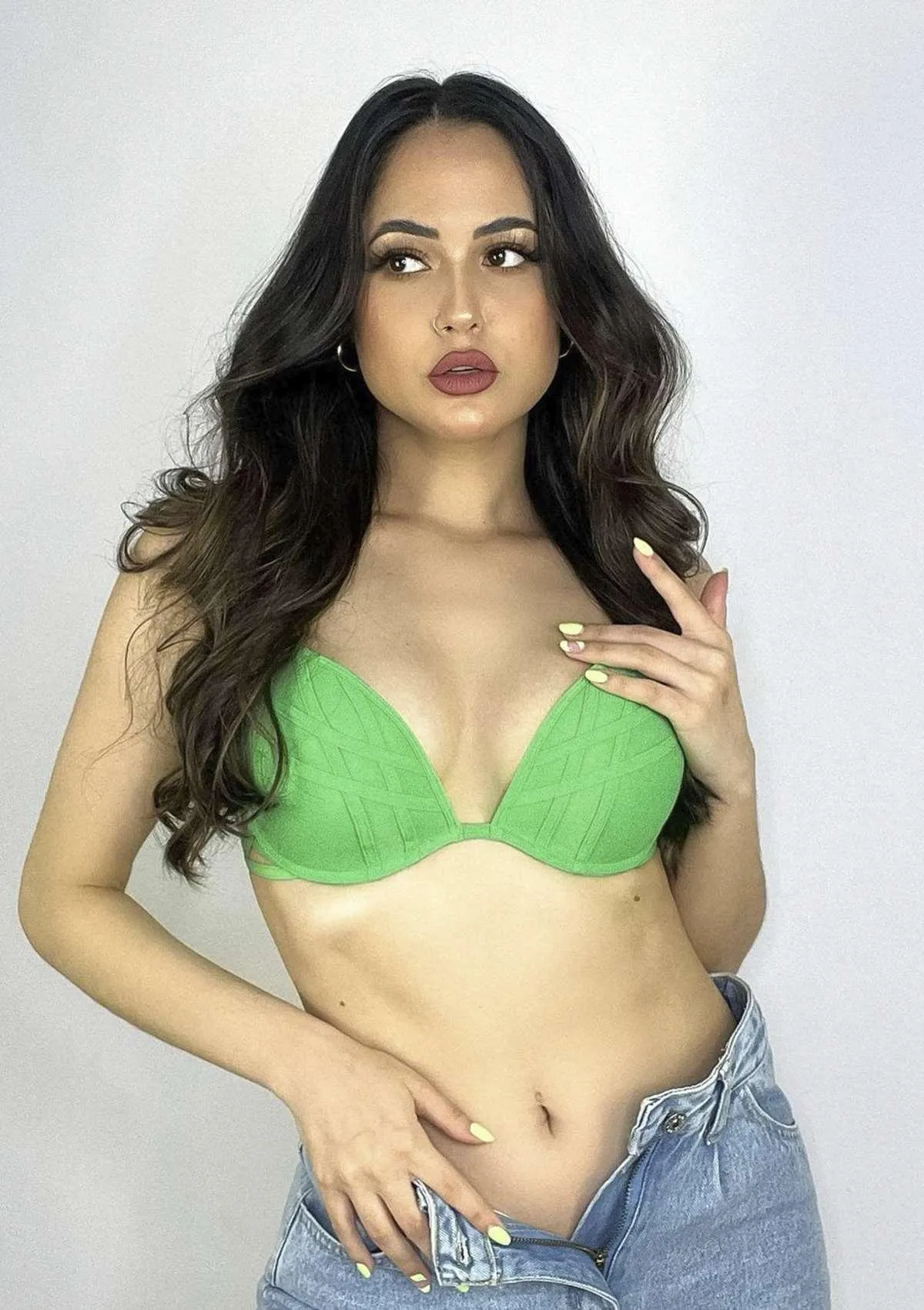 Cross Strap Green Padded Bra