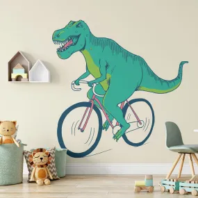 Dinosaur Bike Ride Kids Animal Wallpaper Beige Sharp Shirter