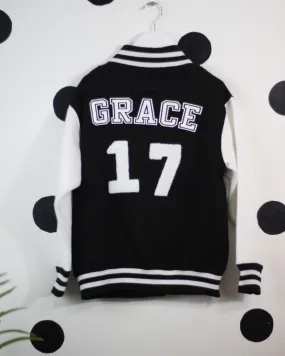 Kids Personalised Varsity Jacket Black