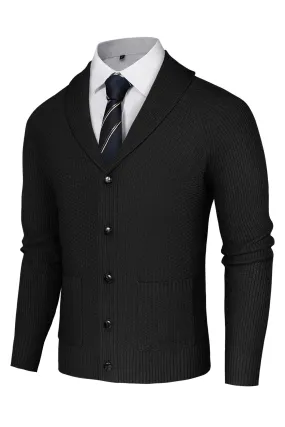 Men Stylish Shawl Lapel Cardigan Long Raglan Sleeve Button-up Sweater