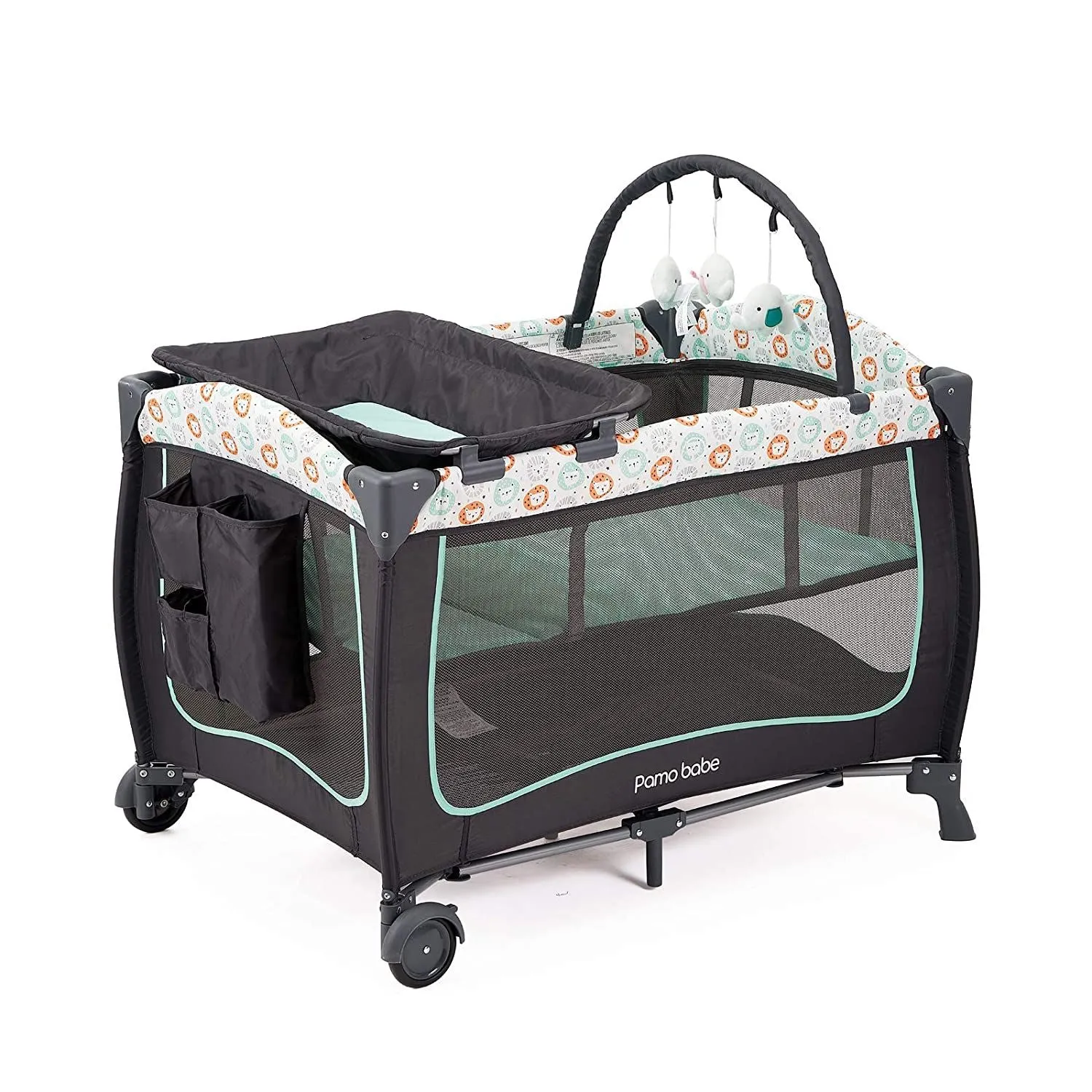 PMBabe™ 3-in-1 Play Yard & Nursery Center: Portable Bassinet, Changing Table, Toy Bar