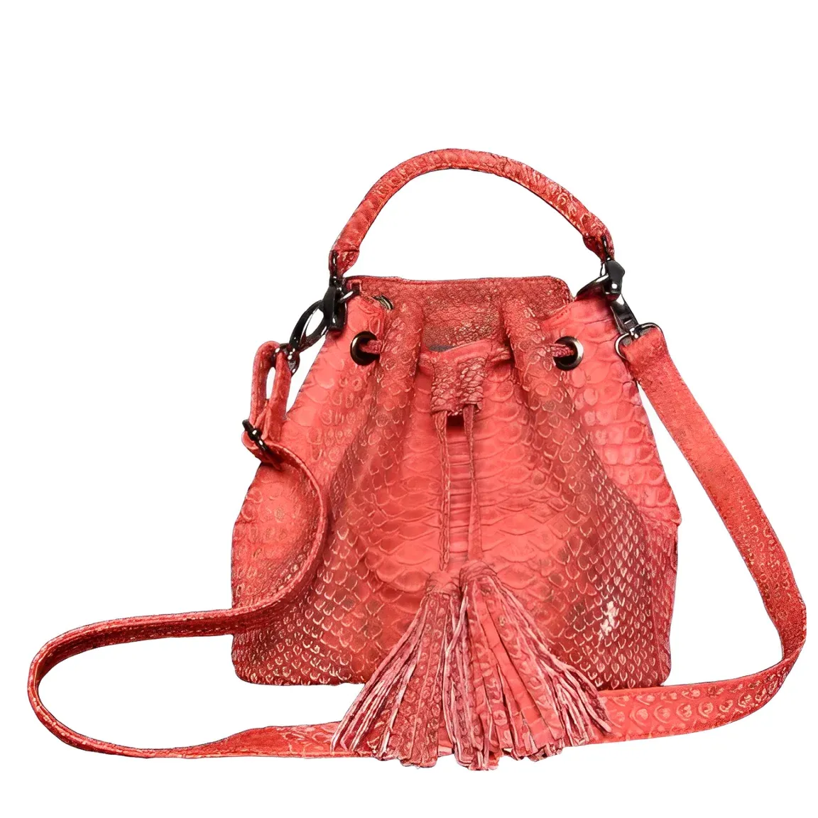 Red Bucket Bag Stonewashed Style