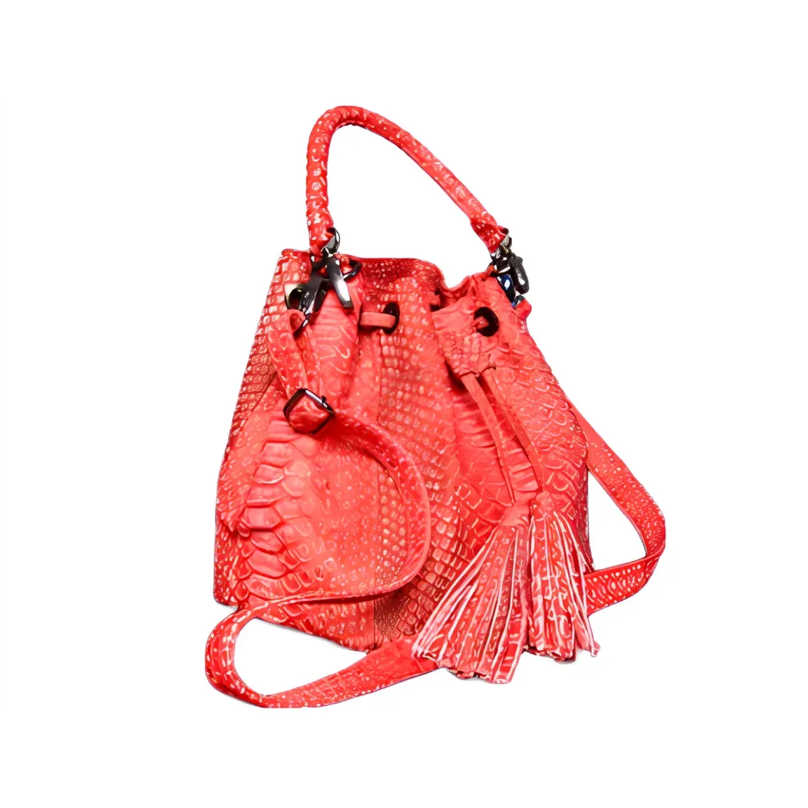 Red Bucket Bag Stonewashed Style