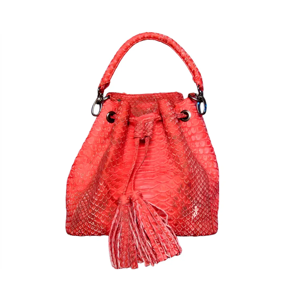 Red Bucket Bag Stonewashed Style