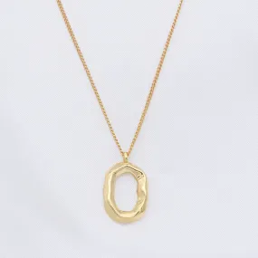 Sterling Silver Irregular Oval Necklace - Gold