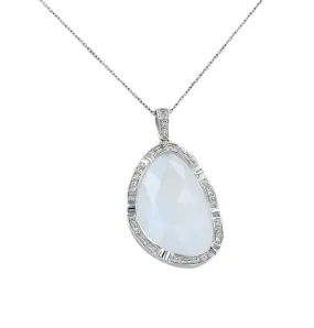 White gold 14k necklace moonstone  pendant