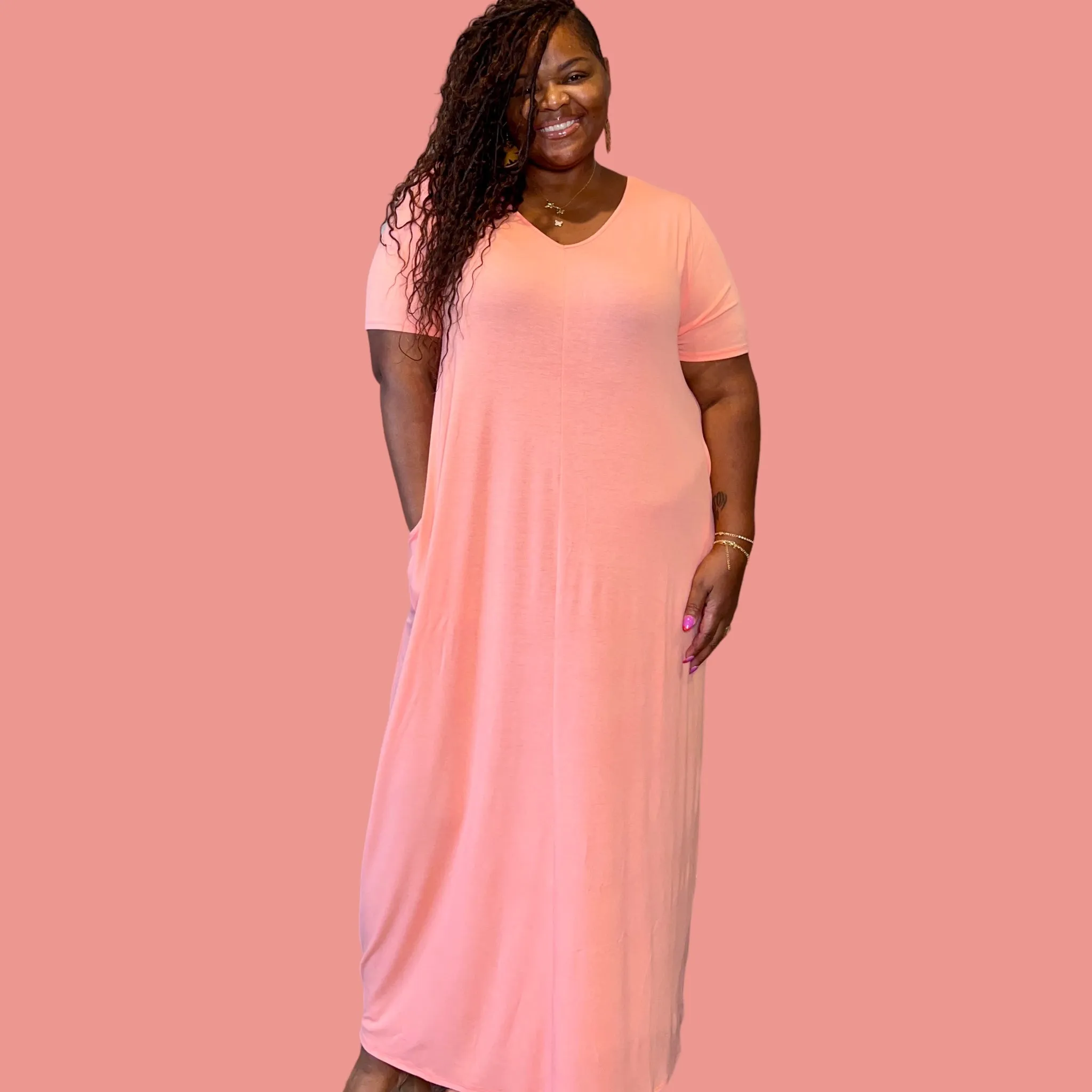 Women's Everyday V-neck Maxi Dress With Pockets